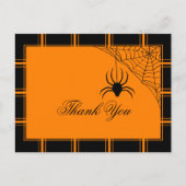 Spider Thank You Halloween Black/Orange ポストカード (正面)