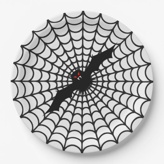 Spider Webのハロウィーン紙プレート/こうもり ペーパープレート (正面)