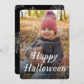 Spider Webハッピーハローウィンフォトカード サンキューカード (正面/裏面)