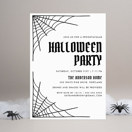 Spider Webモダンハローウィンパーティ 招待状