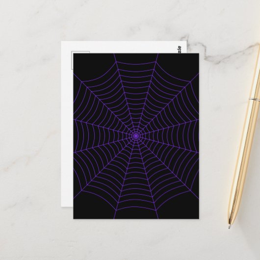 Spider web black purple Halloween pattern ポストカード (正面/裏面インサイチュ)