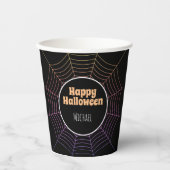 Spider web black purple orangeハロウィーンあなたの名前 紙コップ (正面)