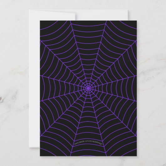 Spider web black purple white Halloween party 招待状 (裏面)