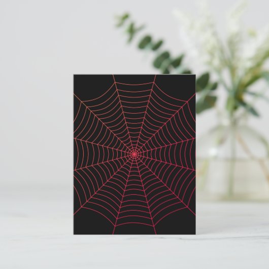 Spider web black red Halloween pattern ポストカード (スタンド正面)