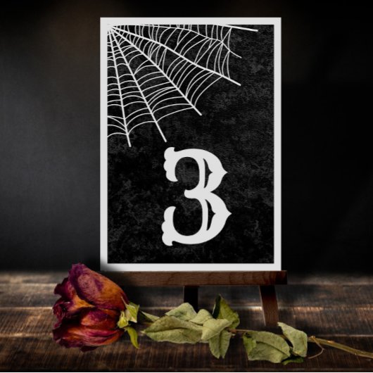 Spider Web Gothicハロウィン結婚のテーブル番号 サンキューカード