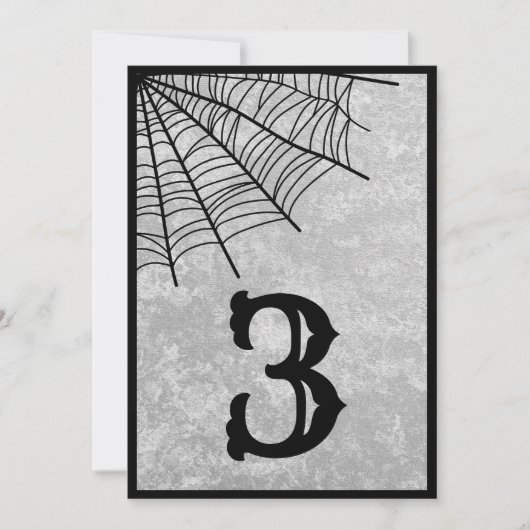 Spider Web Gothicハロウィン結婚のテーブル番号 サンキューカード (正面)