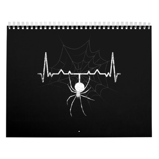 Spider Web Heartbeat Cobweb Spider Gift カレンダー (カバー)