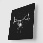 Spider Web Heartbeat Cobweb Spider Gift スクエア壁時計 (傾斜)