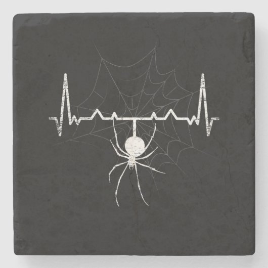 Spider Web Heartbeat Cobweb Spider Gift ストーンコースター (正面)