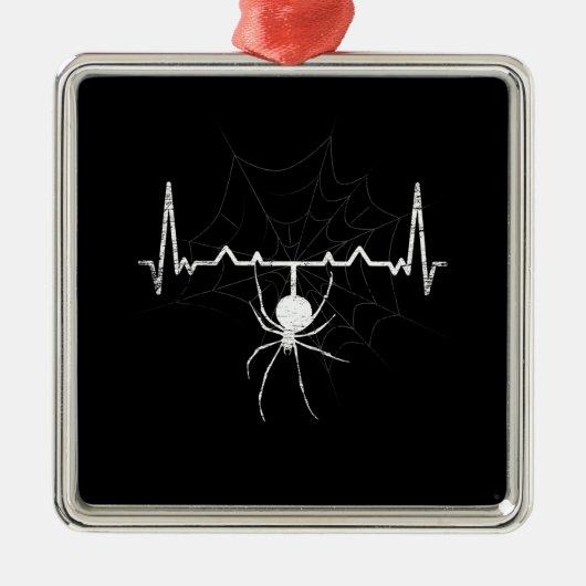 Spider Web Heartbeat Cobweb Spider Gift メタルオーナメント (正面)