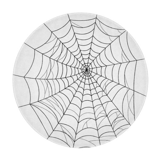 Spider Web Or Cobweb Minimal Line Art Halloween カッティングボード (正面)