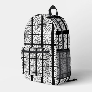 Spider Web Print Backpack In Black and White プリントバックパック
