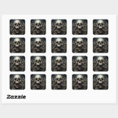 Spider Webs, Skull and Bones Spooky Halloween スクエアシール (シート)