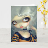 "Spiderling"のを用いるポートレート挨拶状 カード (黄色い花)