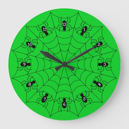 Spiders on a Web Clock in Green ラージ壁時計 (正面)