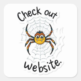 Spider's Web Design - 'Check out website' Pun スクエアシール