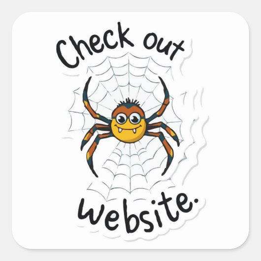 Spider's Web Design - 'Check out website' Pun スクエアシール (正面)