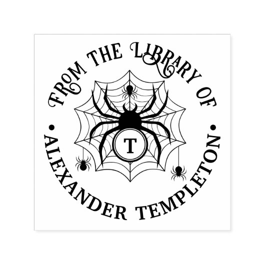 SpiderWebおよびSpidersライブラリブック名イニシャル セルフインキングスタンプ (デザイン)