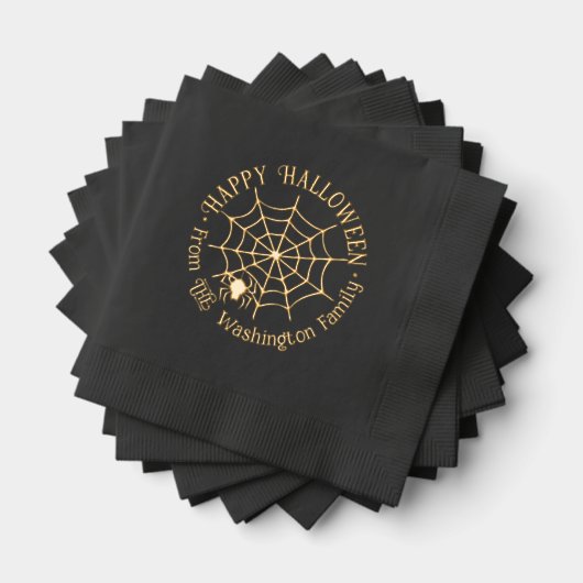SpiderWebとつるのSpider Halloweenファミリ名 箔ナプキン (インサイチュ (積み重ね))