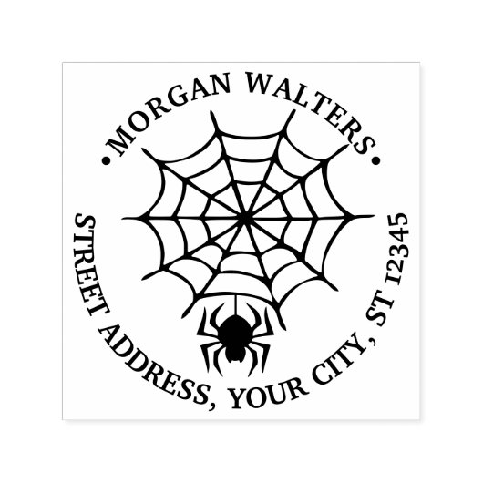 SpiderWebとSpiderシルエット名のアドレス セルフインキングスタンプ (デザイン)