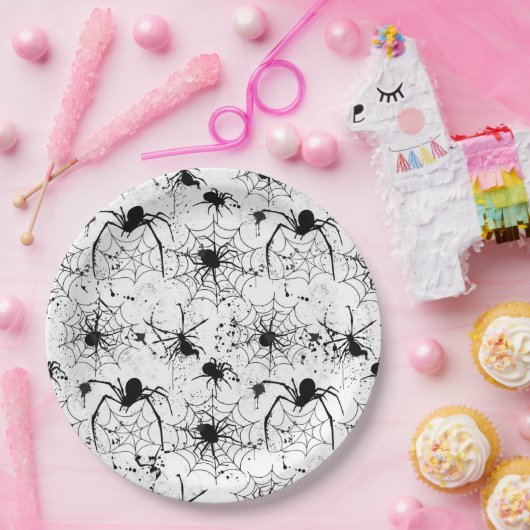 Spiderweb Pattern Halloween ペーパープレート (パーティー)