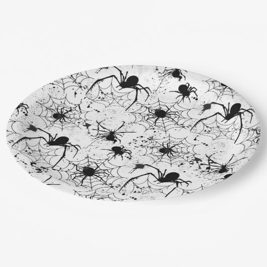 Spiderweb Pattern Halloween  ペーパープレート (アングル)