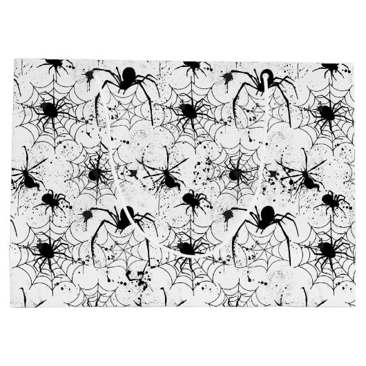 Spiderweb Pattern Halloween  ラージペーパーバッグ (裏面)