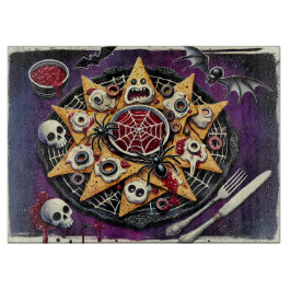 Spiderweb Salsa & Haunted Chips カッティングボード