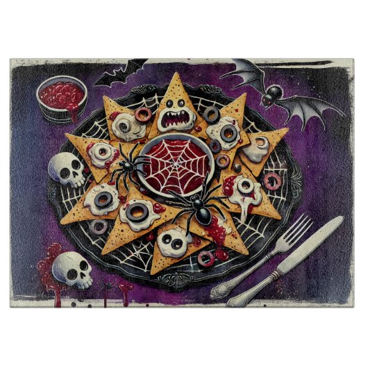 Spiderweb Salsa & Haunted Chips カッティングボード (正面)