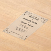 Spiderwebs Black and White Gothic Wedding アクリル招待状 (レイダウン)