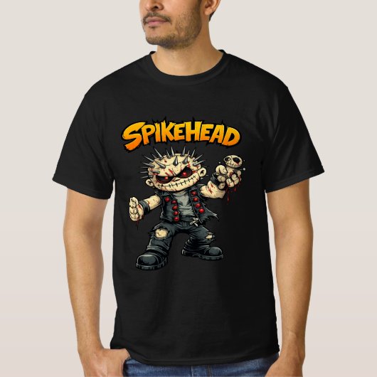 SpikeHead Cartoon Monster Graphic T-Shirt for Men Tシャツ (正面)