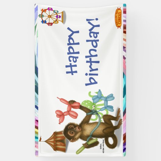Spike's balloon monkey magic birthday 横断幕 (縦)