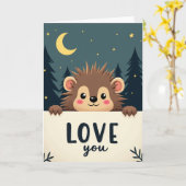 Spiky Hedgehog Love You Card カード (黄色い花)