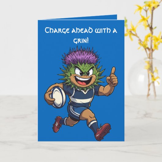 Spiky Sprint Scottish Thistle Rugby Mascot カード (黄色い花)