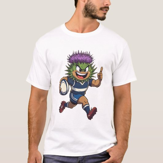 Spiky Sprint Scottish Thistle Rugby Mascot Tシャツ (正面)