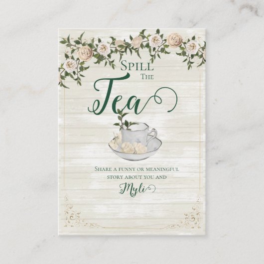 Spill the Tea Bridal Shower Flat Advice Card アドバイスカード (正面)