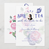 Spill the Tea with the Bride-to-be Bridal Shower 招待状 (正面/裏面)