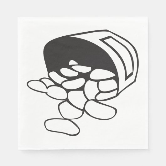 Spilled Beans Black and White Outline スタンダードランチョンナプキン (正面)