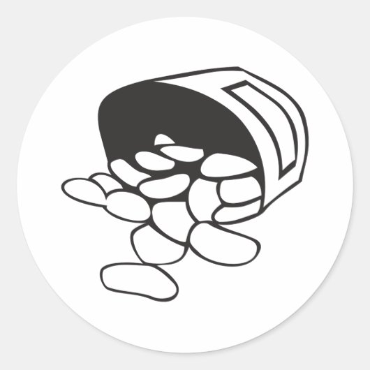 Spilled Beans Black and White Outline ラウンドシール (正面)