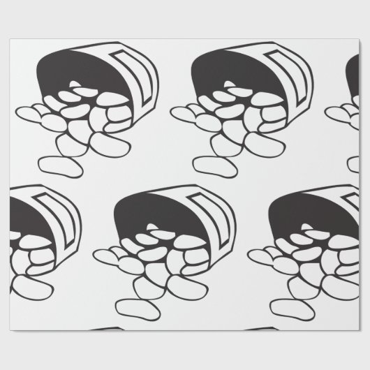 Spilled Beans Black and White Outline ラッピングペーパー (フラット)
