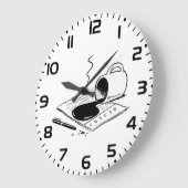 Spilled Coffee on Report Funny Office Mishap ラージ壁時計 (傾斜)