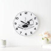 Spilled Coffee on Report Funny Office Mishap ラージ壁時計 (ホーム)