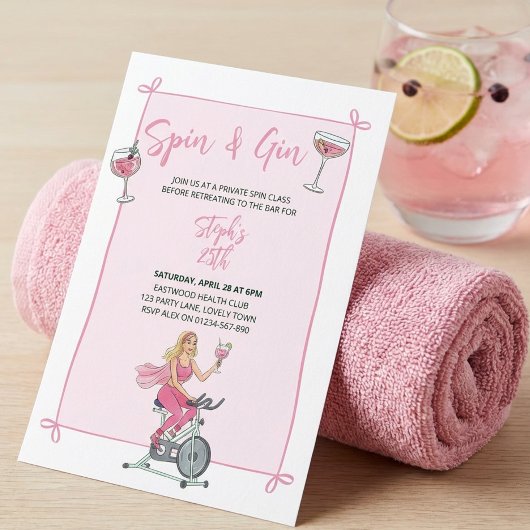 Spin and Gin Pink Class and Cocktail Party 招待状