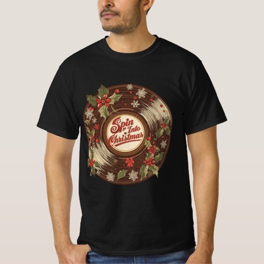 Spin Into Christmas – Fun Holiday Design Tシャツ (正面)