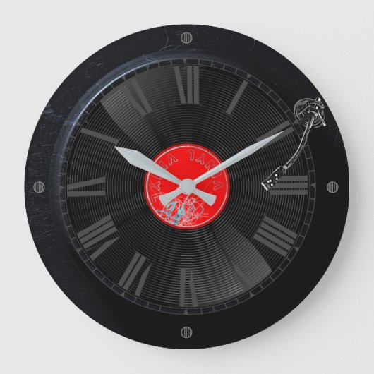 Spin Time: Retro Turntable Clock ラージ壁時計 (正面)