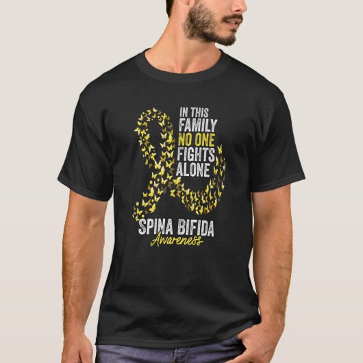 Spina Bifida Awareness Month Butterflies Yellow Ri Tシャツ (正面)