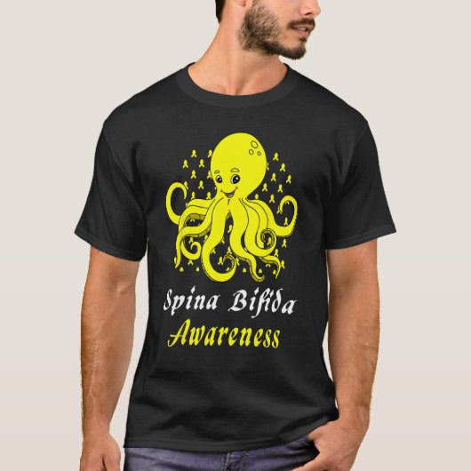 Spina Bifida Awareness  Octopus Yellow Support Tシャツ (正面)
