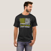 Spina Bifida Awareness USA Flag American Yellow Su Tシャツ (正面フル)