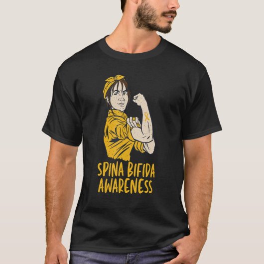 Spina Bifida Split Spine Awarness with Yellow Ribb Tシャツ (正面)
