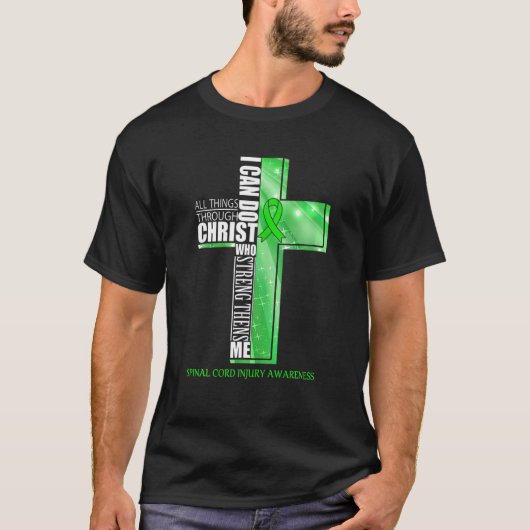 Spinal Cord Injury Awareness Christian Cross Ribbo Tシャツ (正面)